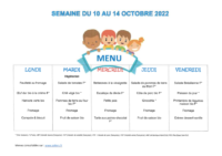 Menus 10 au 14 oct