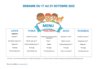 Menus 17 au 21 oct