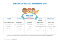 Menus 19 au 23 sept