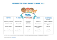 Menus 26 au 30 sept