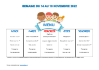 Menus 14 au 18 nov